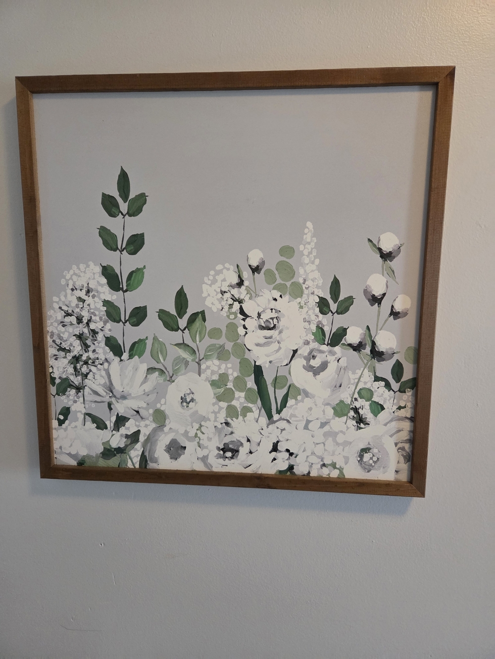 Botanical Floral Wall Art Print in White and Green